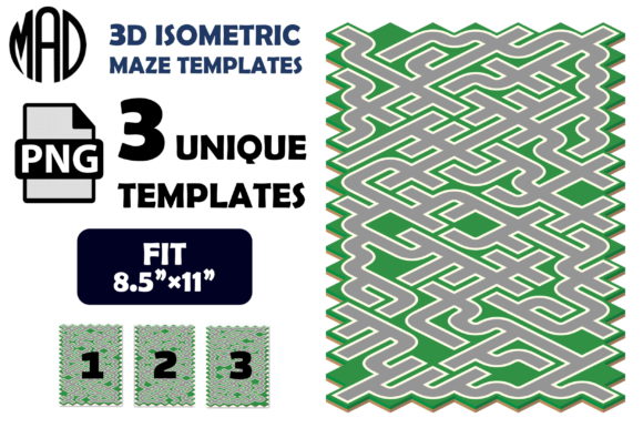 3D Isometric Path Maze Templates SET 11