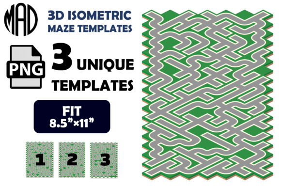 3D Isometric Path Maze Templates SET 13