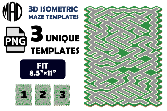 3D Isometric Path Maze Templates SET 16
