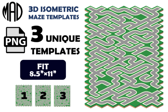 3D Isometric Path Maze Templates SET 21