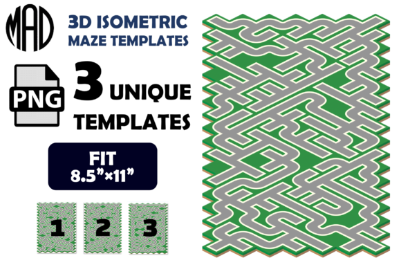 3D Isometric Path Maze Templates SET 4