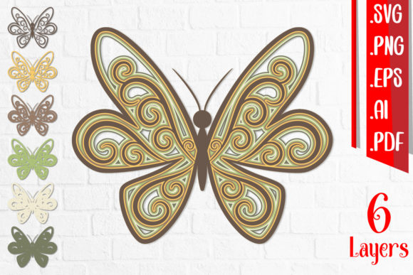 3D Layered Butterfly 3 - SVG, EPS, AI, PNG: A Versatile Digital Asset for Creative Professionals