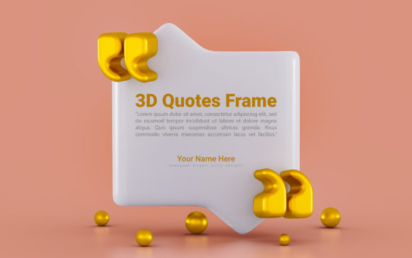 3D Render Quote Frames Blank Templates