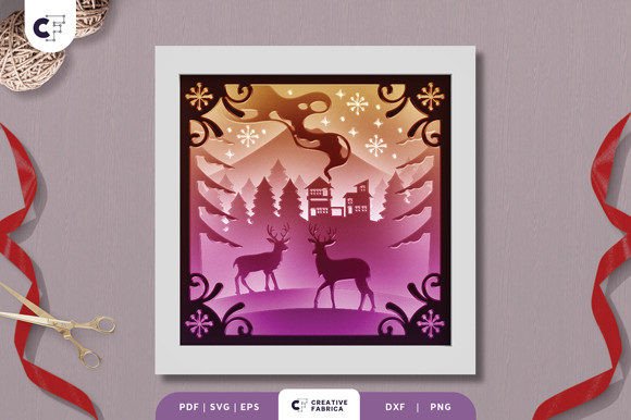 3D Shadow Box Deer in a Christmas Night: A Creative Holiday Project
