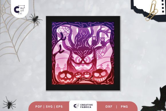 3D Shadow Box Halloween Spooky Tree