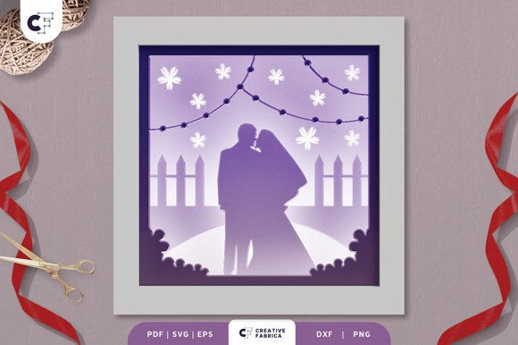 3D Shadow Box Lovely Bride and Groom