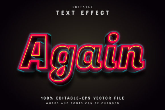 Again Text, Red 3D Text Effect