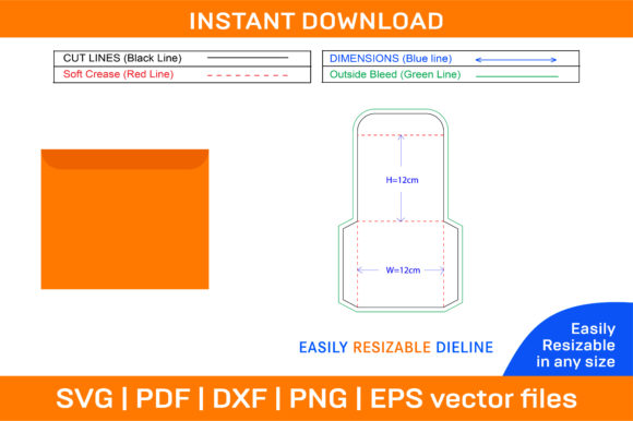 CD Cover Box Dieline Template and 3D