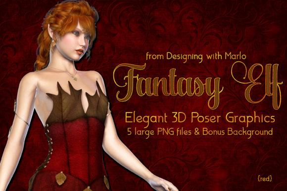 Fantasy Elf in Red Dress Poser Graphics: A Unique Choice for Creative Projects