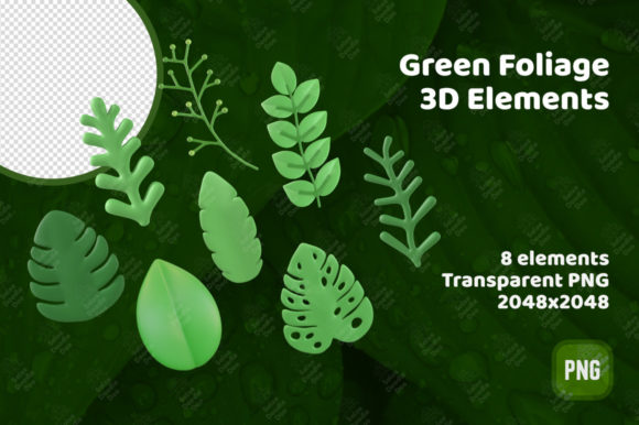 Green Plant Foliage 3D Elements: Enhancing Design with High-Quality 3D Renders