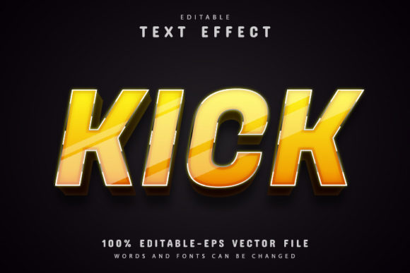 Kick Text, Yellow 3d Text Effect