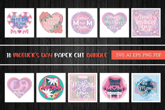 Mother's Day Paper Cut Bundle - 3D SVG