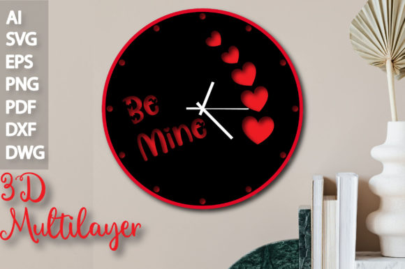 Multilayer Heart Clock 3D SVG File