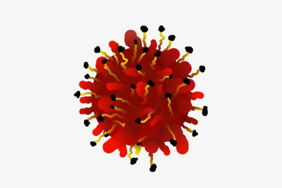Red COVID-19 Structure Like 3D Virus