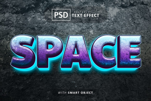 Space 3d Text Effect Editable for Creative Designers