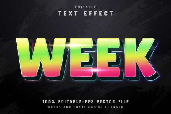 Week Text, 3d Gradient Style Text Effect